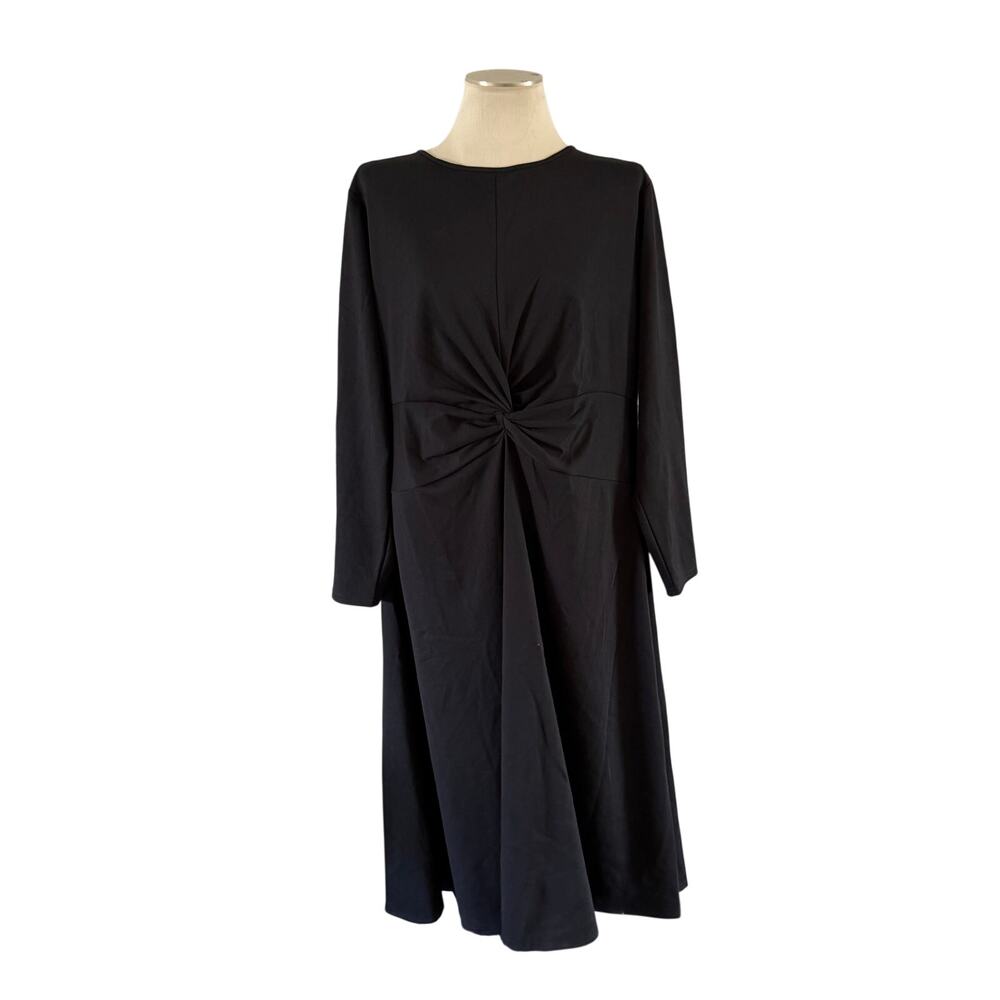 NWOT Black Long Sleeve Twist Front Maxi Dress Plus Size 3X Modest Career Work